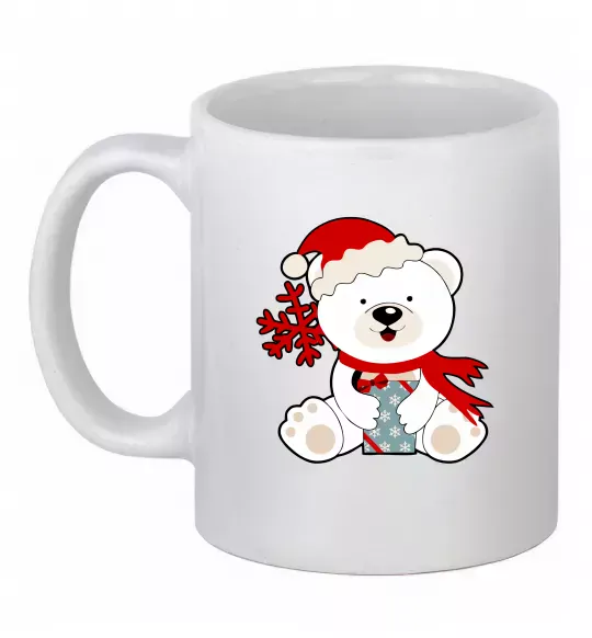 Чашка керамическая Новорічний ведмедик Белый фото