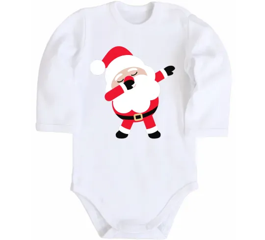 Дитячий бодік Дід Мороз танцює Білий фото