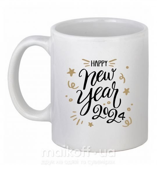 Чашка керамическая Happy New year 2024 Белый фото
