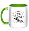 Чашка с цветной ручкой Happy New year 2024 Зеленый фото