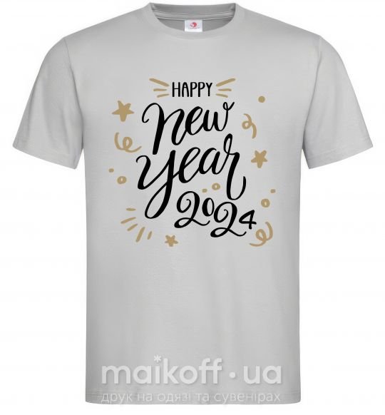 Чоловіча футболка Happy New year 2024 Сірий фото