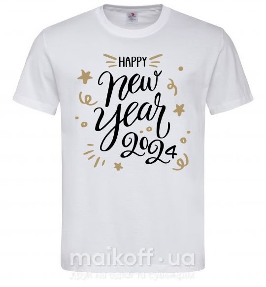 Чоловіча футболка Happy New year 2024 Білий фото
