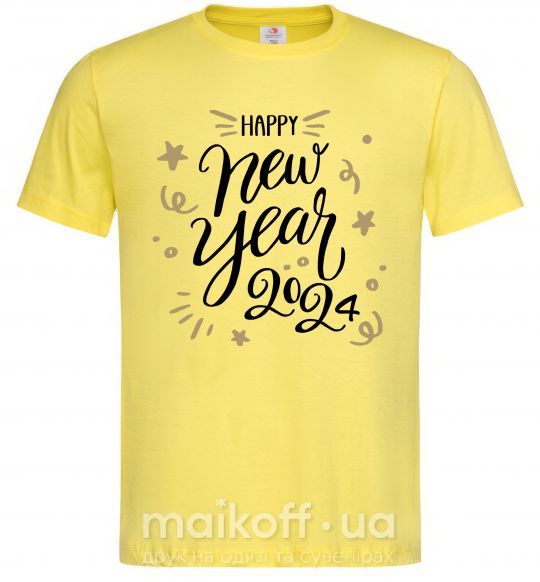 Чоловіча футболка Happy New year 2024 Лимонний фото