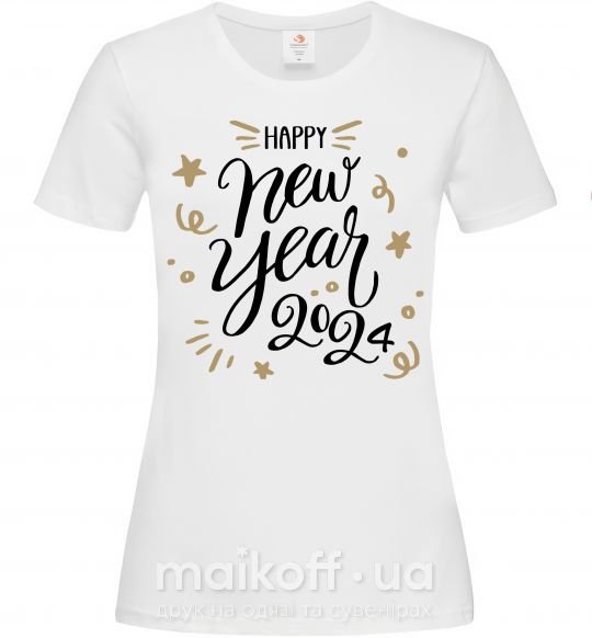 Женская футболка Happy New year 2024 Белый фото