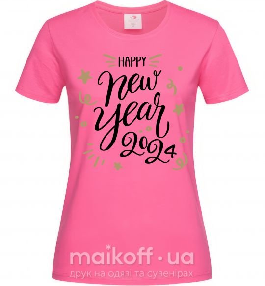 Жіноча футболка Happy New year 2024 Яскраво-рожевий фото