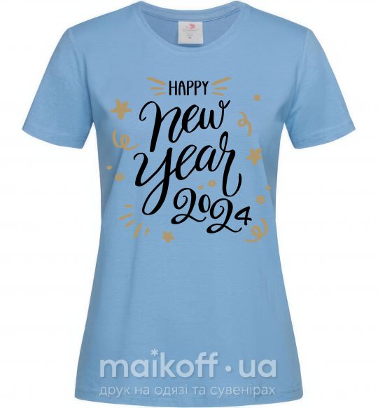 Жіноча футболка Happy New year 2024 Блакитний фото