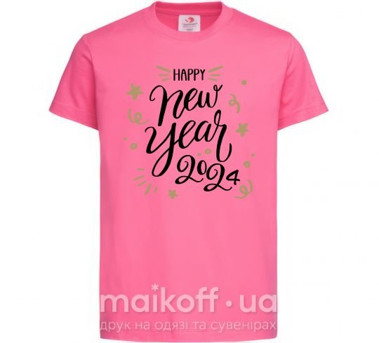 Дитяча футболка Happy New year 2024 Яскраво-рожевий фото