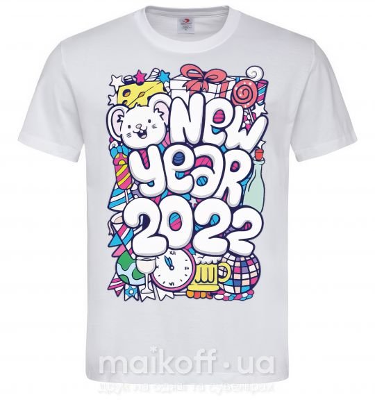 Чоловіча футболка Mouse New Year 2022 Білий фото