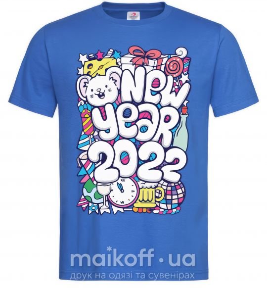 Мужская футболка Mouse New Year 2022 Ярко-синий фото