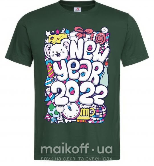 Чоловіча футболка Mouse New Year 2022 Темно-зелений фото