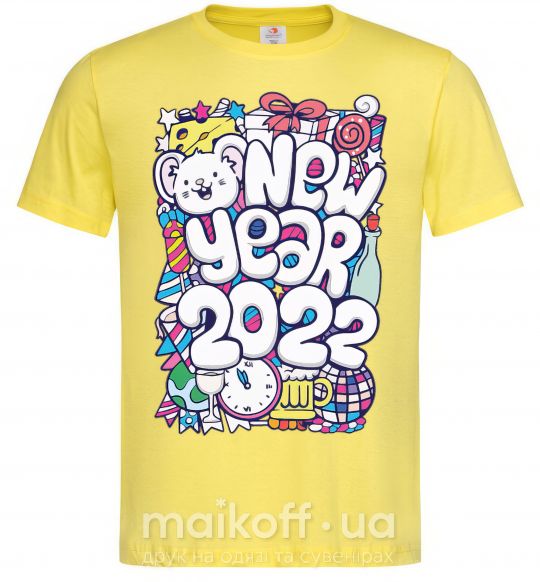 Мужская футболка Mouse New Year 2022 Лимонный фото