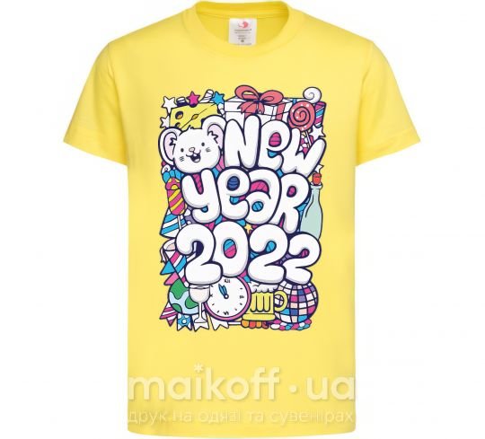 Дитяча футболка Mouse New Year 2022 Лимонний фото