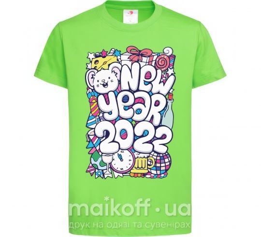 Дитяча футболка Mouse New Year 2022 Лаймовий фото