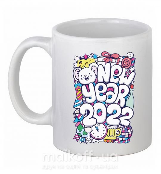 Чашка керамічна Mouse New Year 2022 Білий фото
