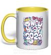 Чашка с цветной ручкой Mouse New Year 2022 Солнечно желтый фото