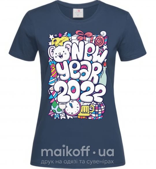 Жіноча футболка Mouse New Year 2022 Темно-синій фото