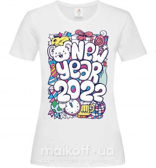 Женская футболка Mouse New Year 2022 Белый фото