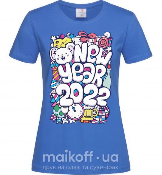 Жіноча футболка Mouse New Year 2022 Яскраво-синій фото