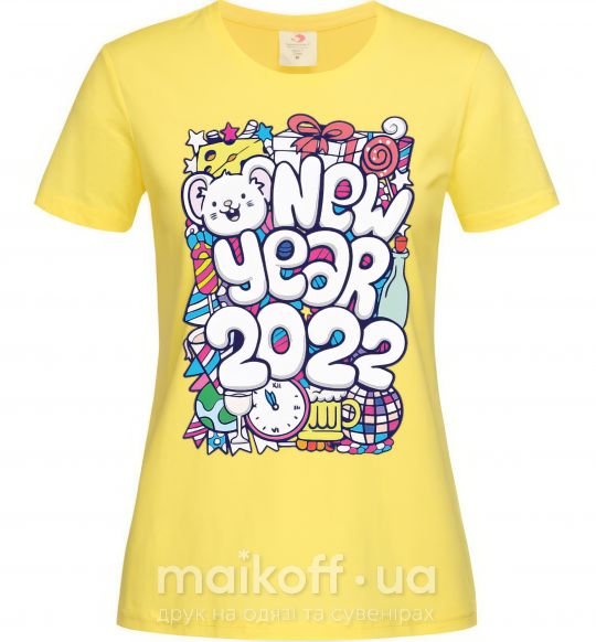 Женская футболка Mouse New Year 2022 Лимонный фото
