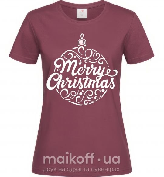 Жіноча футболка Merry Christmas toy Бордовий фото