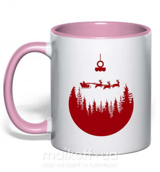 Чашка з кольоровою ручкою Toy Merry Christmas red Ніжно рожевий фото