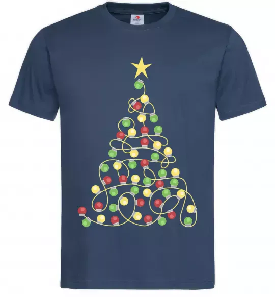 Мужская футболка Ялинка з гірлянди Темно-синий фото
