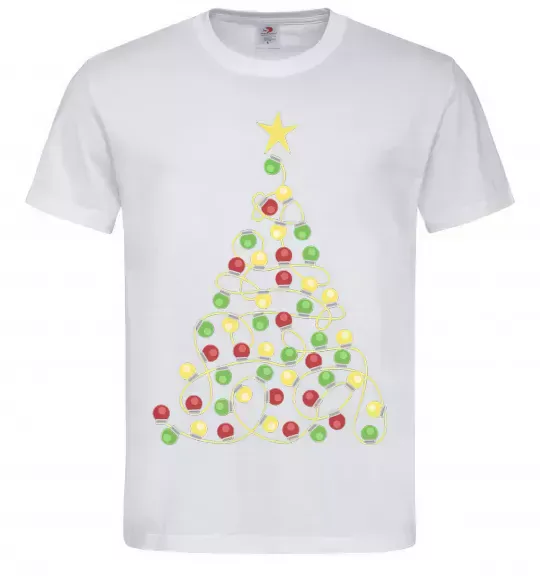 Мужская футболка Ялинка з гірлянди Белый фото