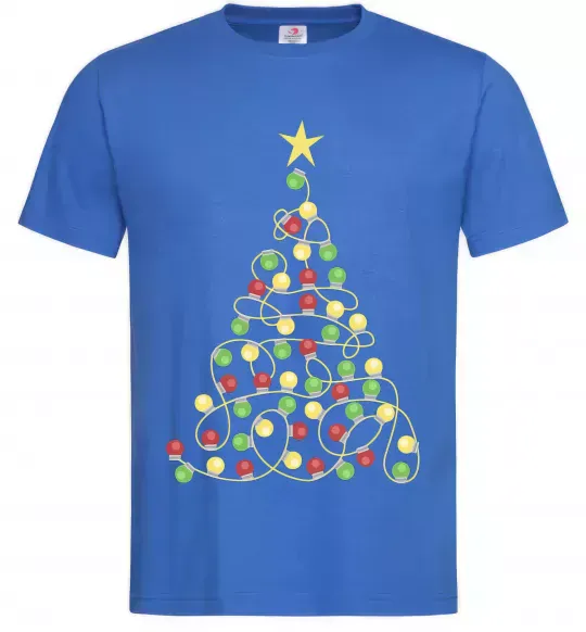 Мужская футболка Ялинка з гірлянди Ярко-синий фото