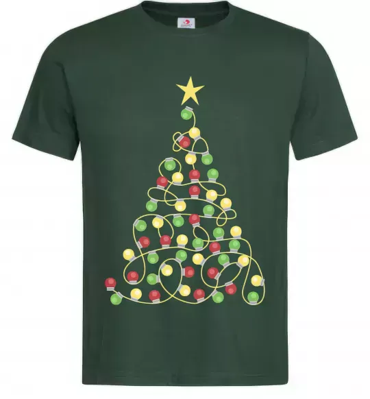 Мужская футболка Ялинка з гірлянди Темно-зеленый фото