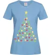 Жіноча футболка Ялинка з гірлянди Блакитний Жіноча футболка Ялинка з гірлянди Блакитний фото