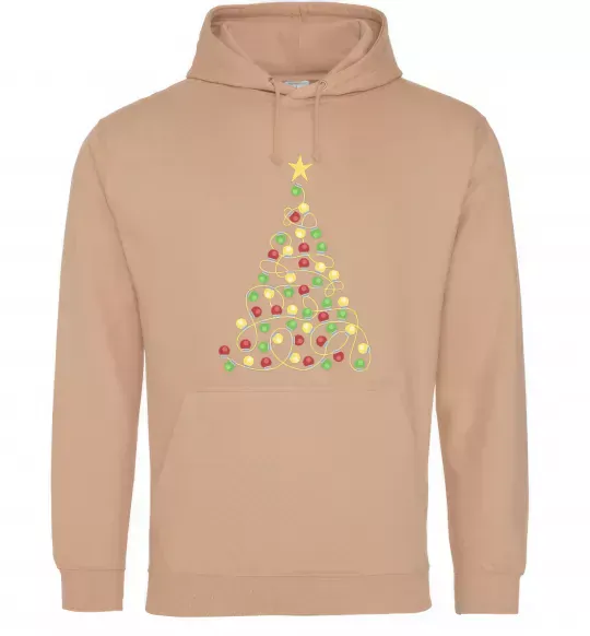 Мужская толстовка (худи) Ялинка з гірлянди Песочный фото