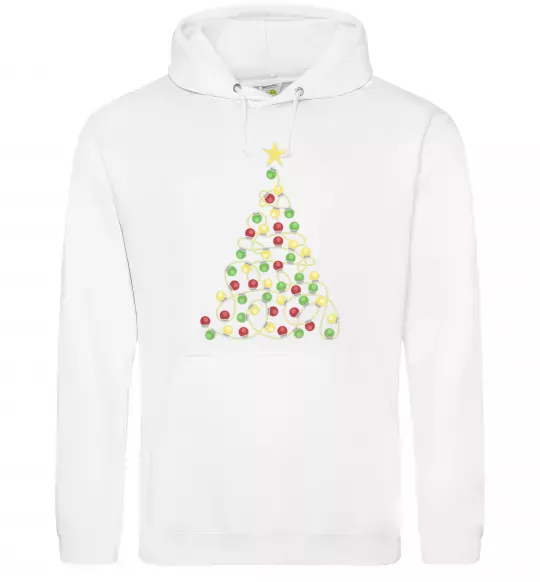 Женская толстовка (худи) Ялинка з гірлянди Белый фото