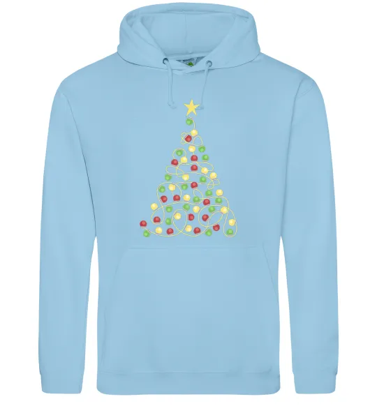 Женская толстовка (худи) Ялинка з гірлянди Голубой фото