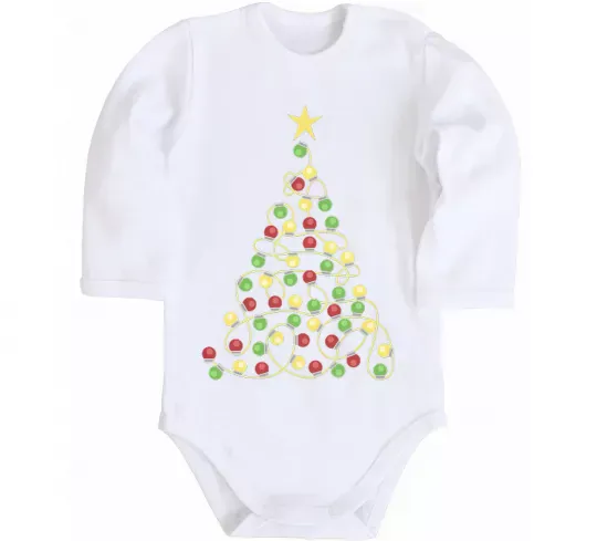 Детский боди Ялинка з гірлянди Белый фото