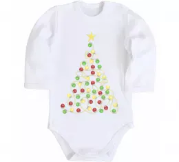 Дитячий бодік Ялинка з гірлянди Білий фото