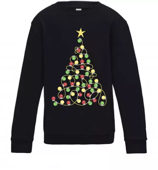 Детский Свитшот Ялинка з гірлянди Черный фото