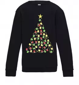 Дитячий світшот Ялинка з гірлянди Чорний фото