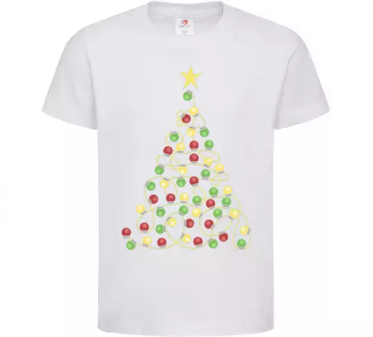 Детская футболка Ялинка з гірлянди Белый фото