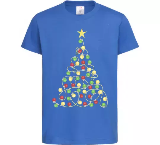 Детская футболка Ялинка з гірлянди Ярко-синий фото