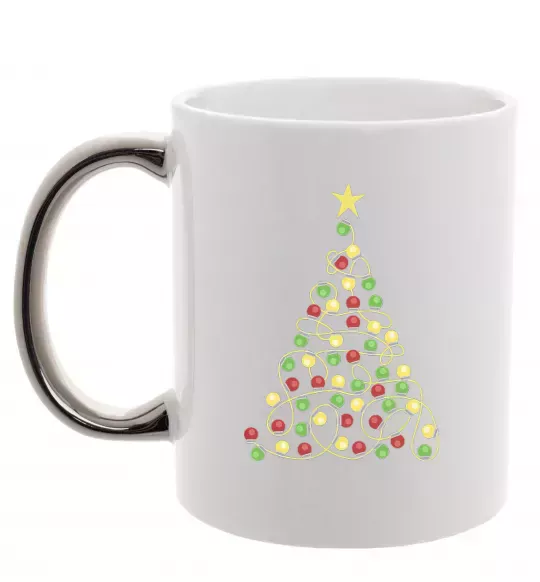 Чашка с цветной ручкой Ялинка з гірлянди Серебро фото