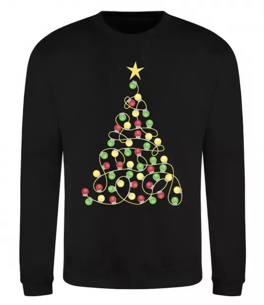 Світшот Ялинка з гірлянди Чорний фото