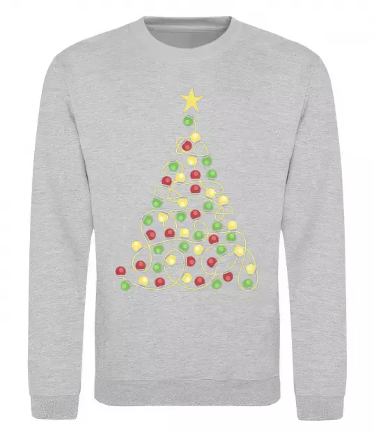 Світшот Ялинка з гірлянди Сірий меланж фото