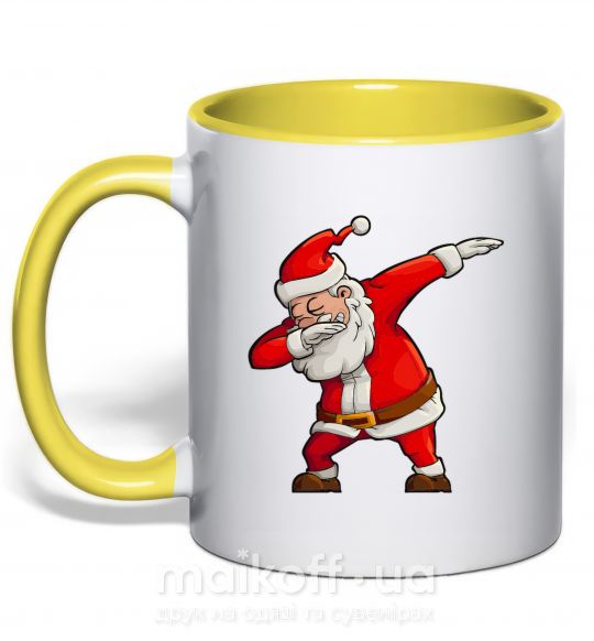Чашка з кольоровою ручкою Санта танцует Сонячно жовтий фото
