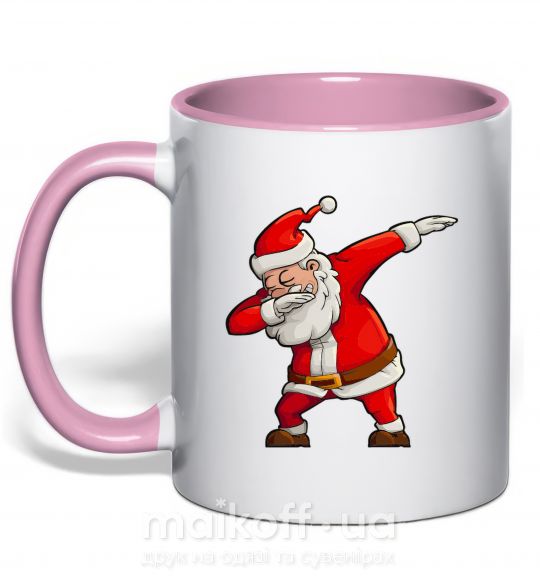 Чашка з кольоровою ручкою Санта танцует Ніжно рожевий фото