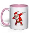 Чашка з кольоровою ручкою Санта танцует Ніжно рожевий фото