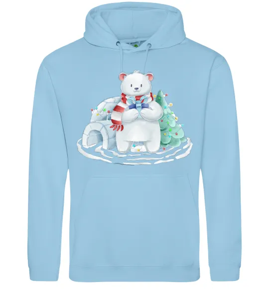 Чоловіча толстовка (худі) Білий ведмідь Блакитний фото