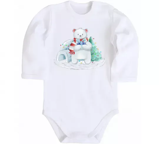 Дитячий бодік Білий ведмідь Білий фото