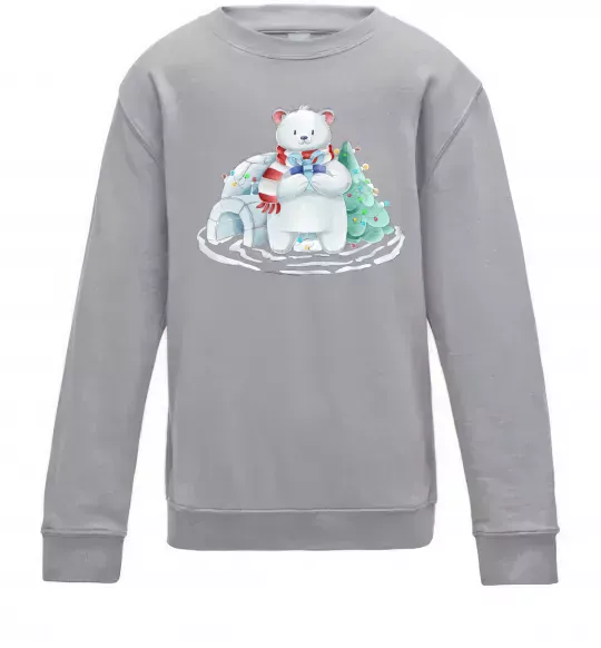 Детский Свитшот Білий ведмідь Серый меланж фото