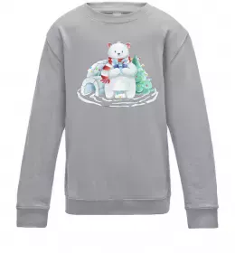 Дитячий світшот Білий ведмідь Сірий меланж фото