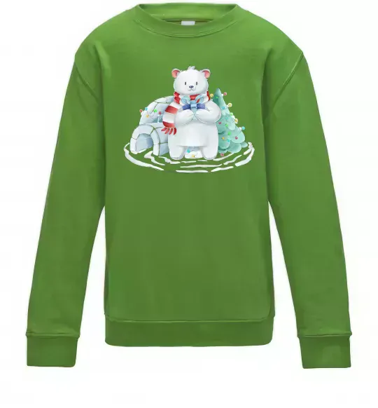 Детский Свитшот Білий ведмідь Лаймовый фото
